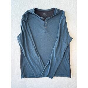 Rock & Republic Henley Shirt Men Size Large Long Sleeve Heather Blue